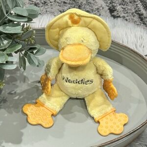Kids II Waddles Duck Plush Teether Grip Vintage Baby Lovey nursery Toy Rattle